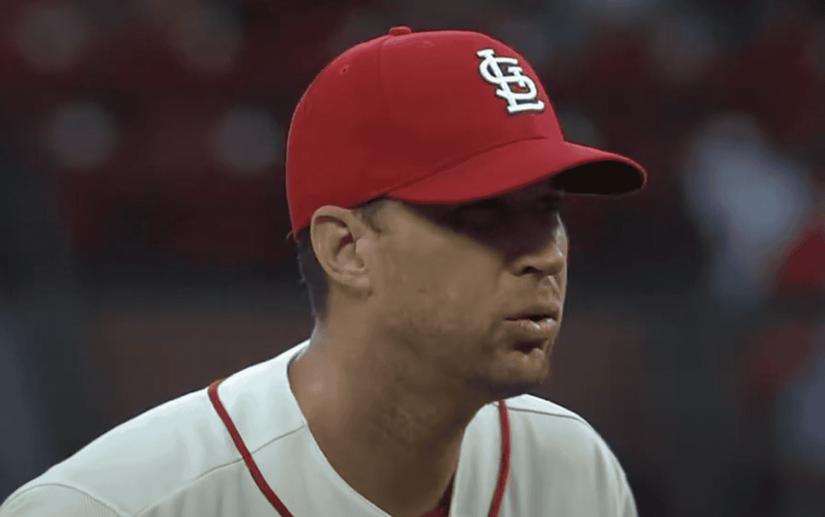 A screenshot showcasing Adam Wainwright's iconic curveball pitch.